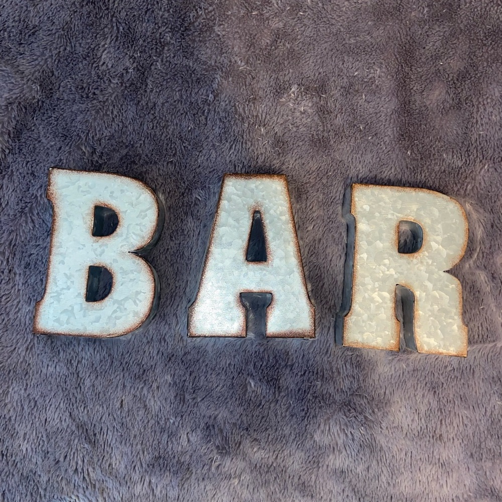 Rustic BAR letters